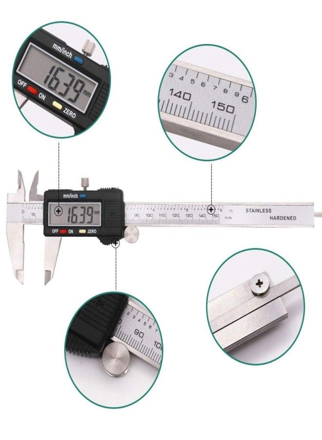 mlabs Electronic Digital Caliper, Stainless Steel Vernier Caliper, Caliper Measuring Tool with Inch/Millimeter Conversion, Extra Large LCD Screen, 0-6 Inch/0-150 mm, Auto Off Featured Micrometer by mLabs - Image 3